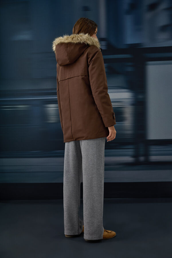 Springfield Parka sa kapuljačom i krznom Braon