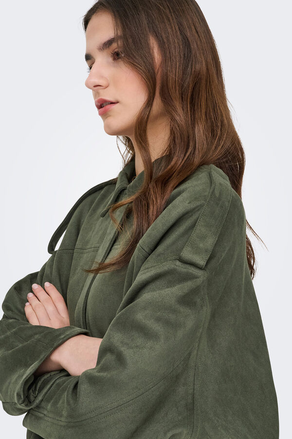 JDY Suede-effect bomber jacket green