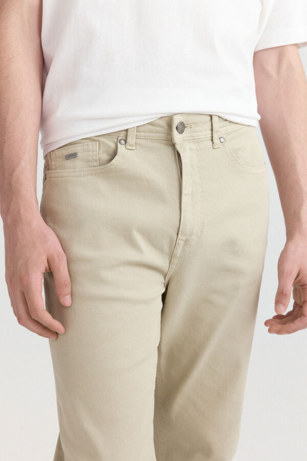 Springfield Washed slim fit 5-pocket trousers nude