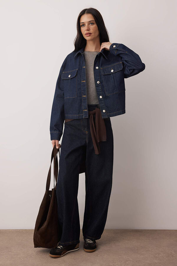 Trendyol Double-breasted blazer blue