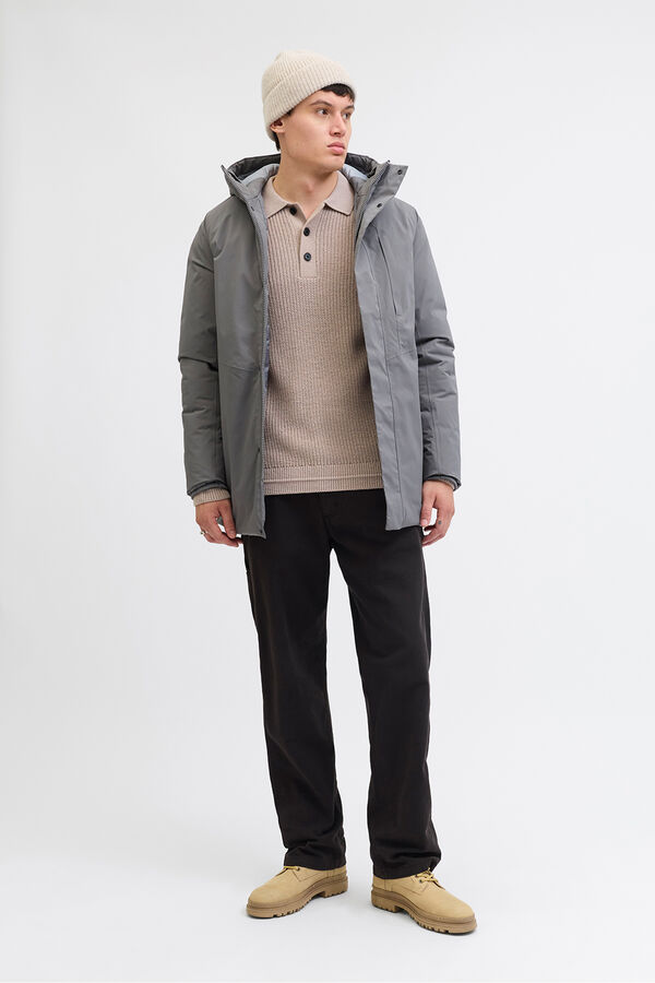 Jack & Jones Jersey-Knit polo shirt with button-down neck grey