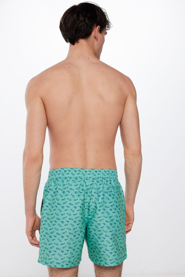 Springfield Fish print swim shorts green