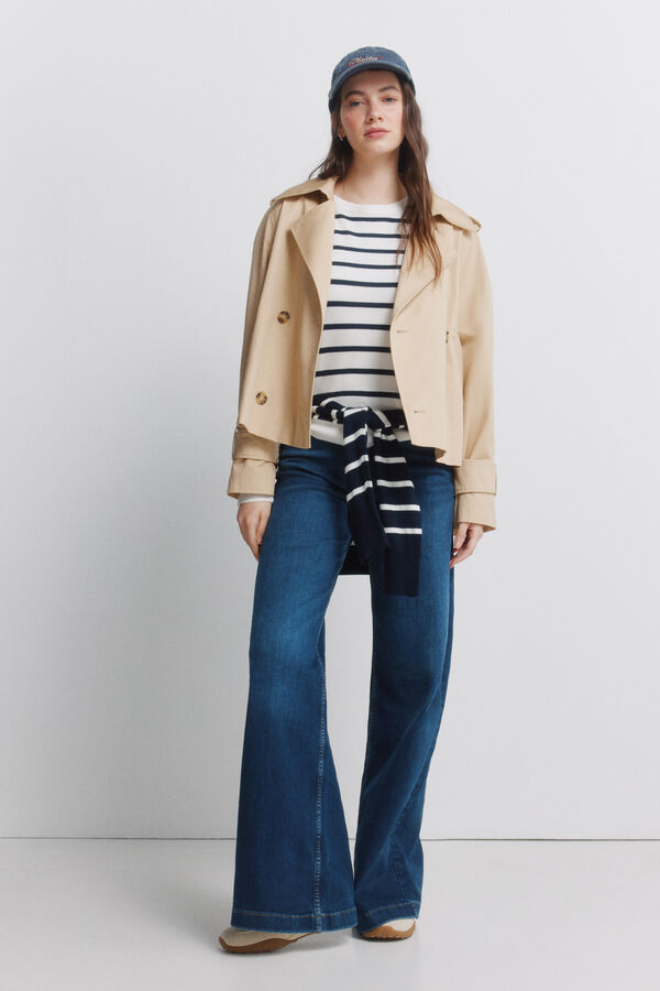 Springfield Fine jumper, button cuffs brown