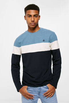 Springfield Long-sleeved T-shirt with piqué seams blue