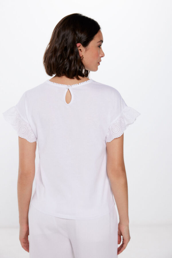 Springfield Flounce T-shirt with Swiss embroidery white
