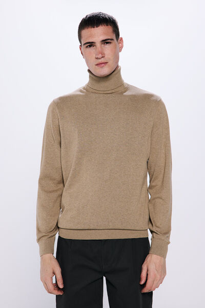 Springfield Basic high neck sweater medium beige