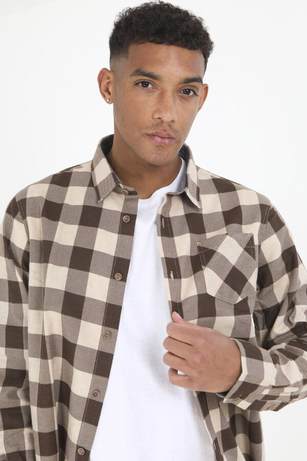 Brave Soul Checkered shirt nude