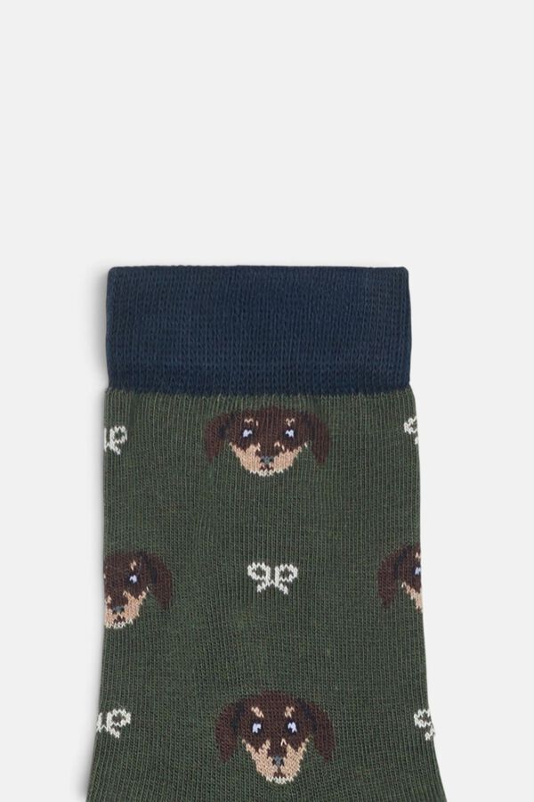 Silbon kids Dog print socks green