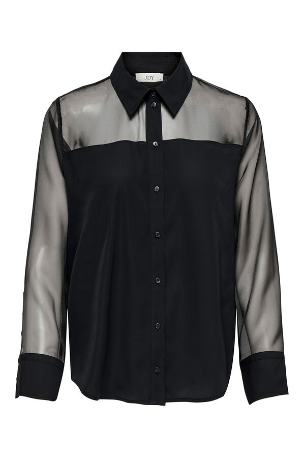 JDY Camisa manga larga transparente negro