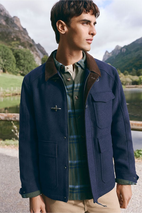 Springfield Wool blend short parka blue