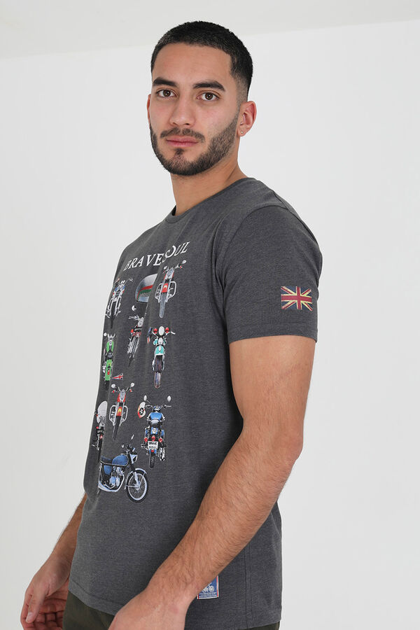 Springfield Short-sleeved T-shirt with motorbike motif grey