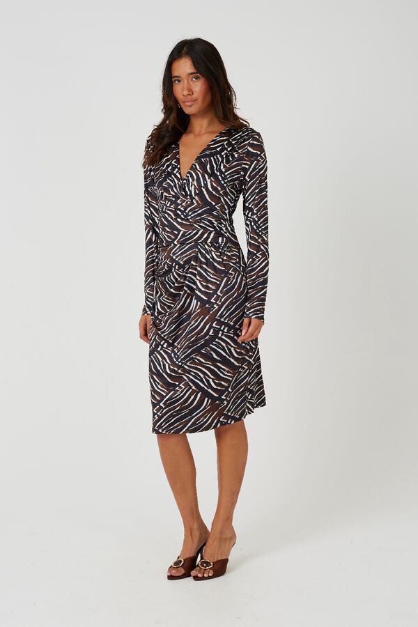 Brave Soul Wrap mini dress brown