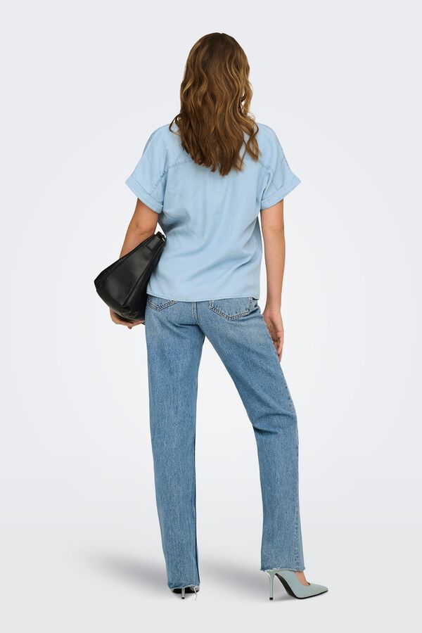 Only Tencel short sleeve shirt blue