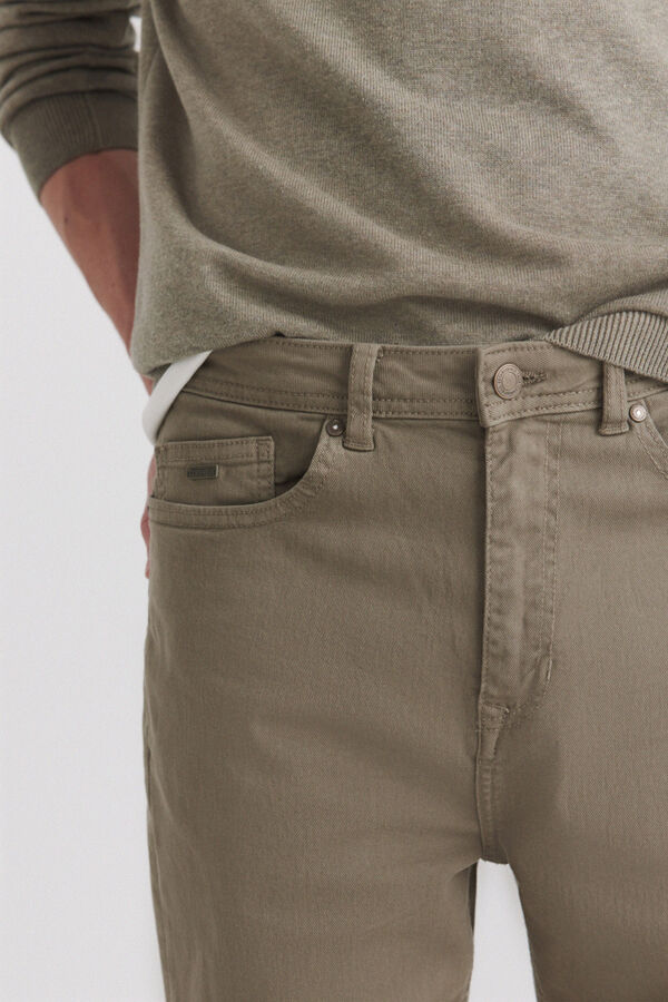 Springfield Pantalone sa 5 džepova slim kroja ispranog izgleda Kaki
