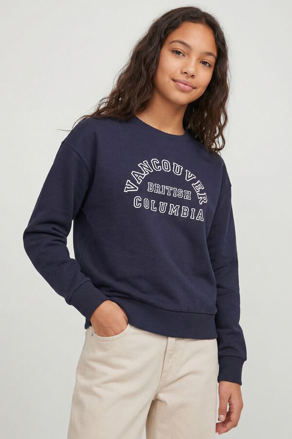 Jack & Jones Girl Print round neck sweatshirt blue