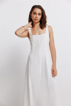 Springfield Vestido lino escote cuadrado