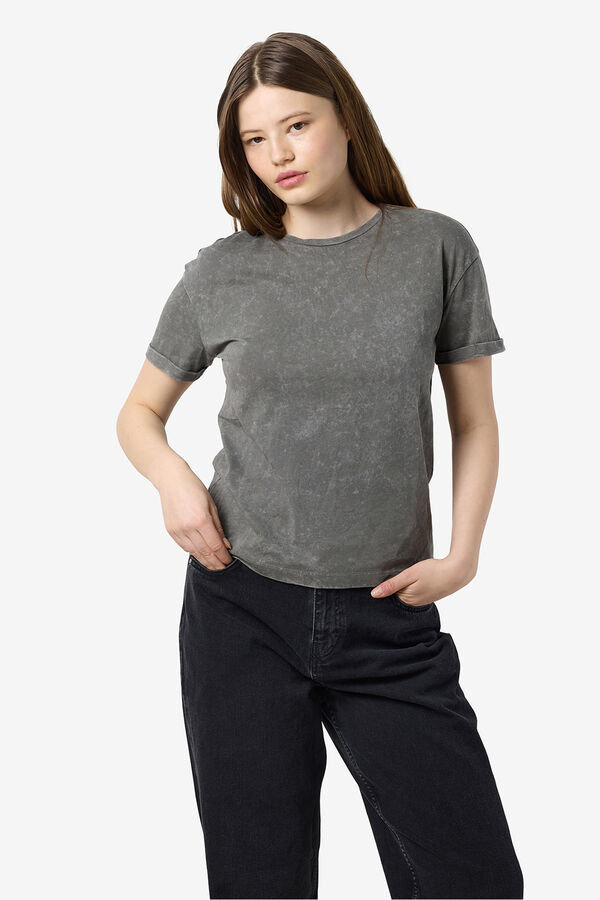 Noisy May Linen look T-shirt grey