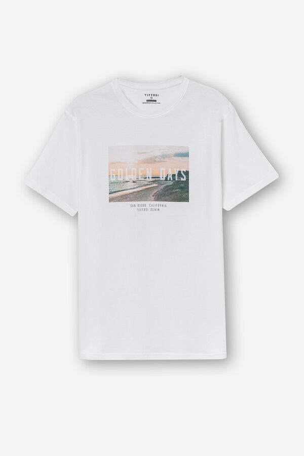 Springfield Camiseta con Estampado Fotográfico blanco