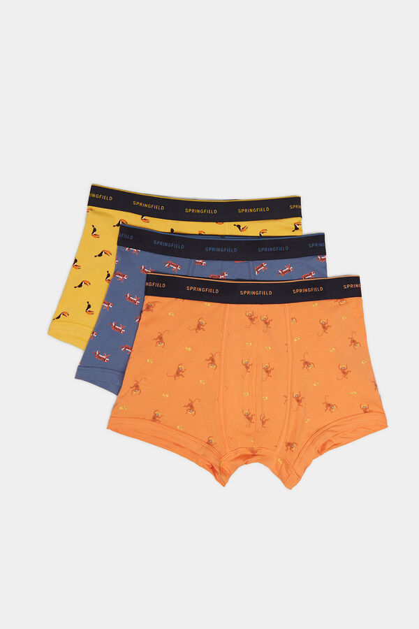 Springfield Pack 3 boxers motivos animais laranja