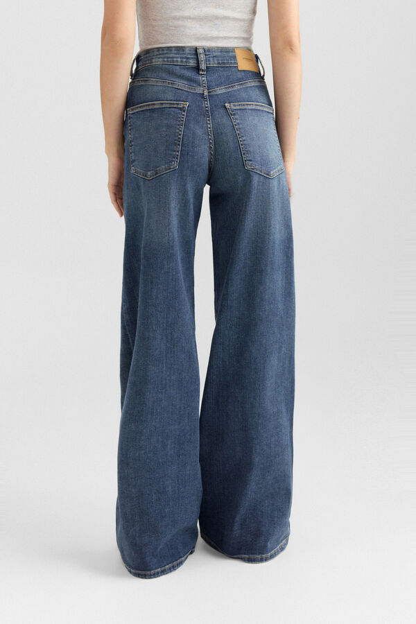 Springfield Super wide mid-rise jeans blue