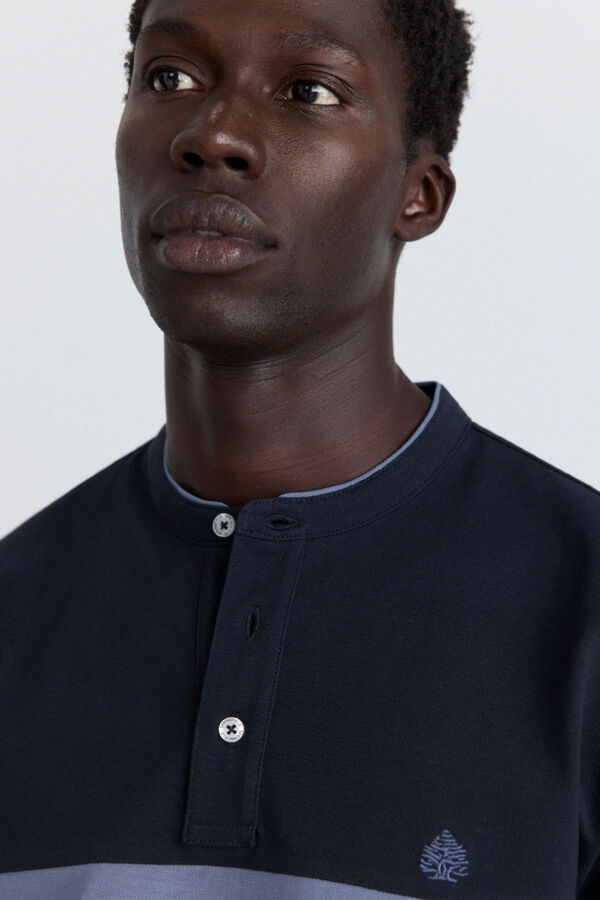 Springfield Polo col mao color block slim fit bleu