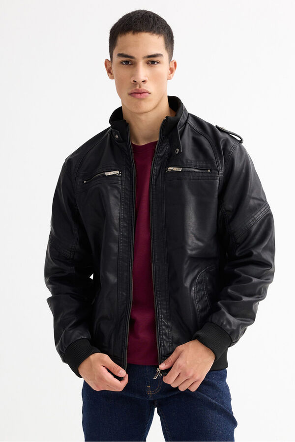Inside Faux leather Jacket black