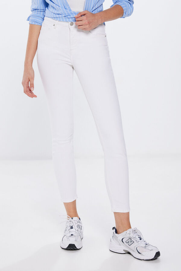 Springfield Slim cropped colour jeans natural