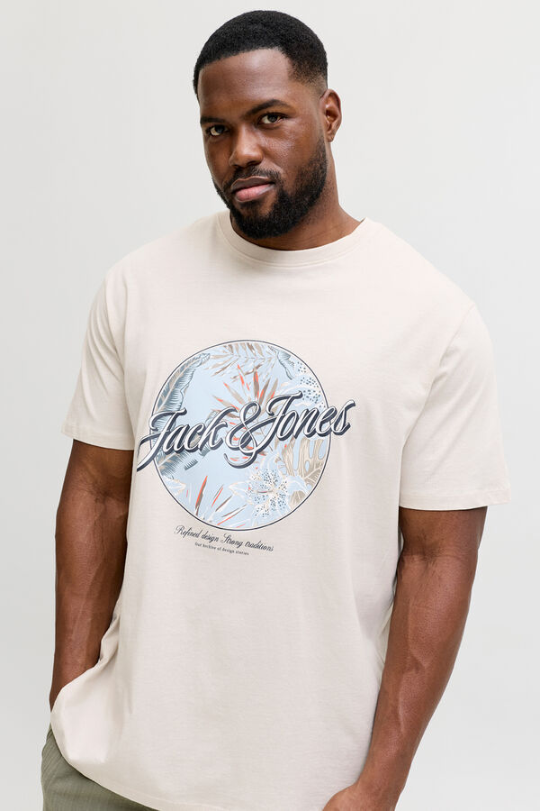 Jack & Jones PLUS Printed cotton T-shirt grey