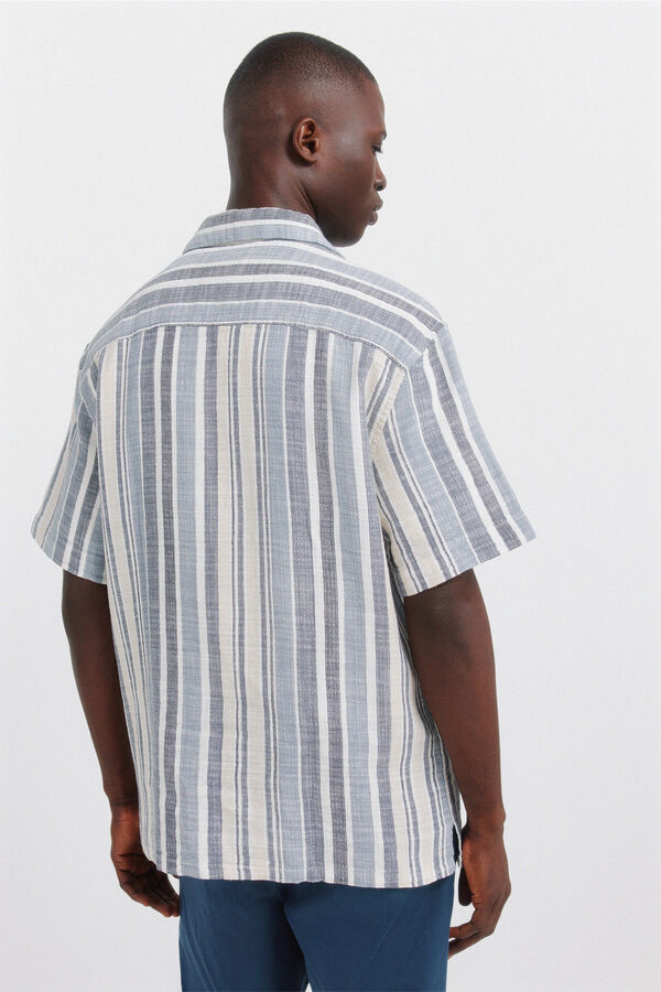 Springfield Rustic striped short sleeve shirt blue
