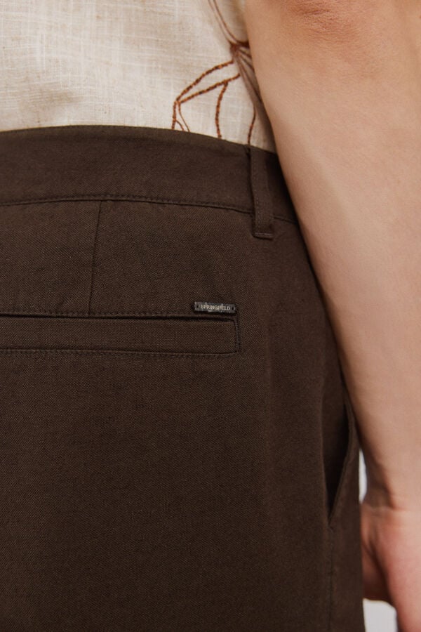 Springfield Linen straight fit trousers nude