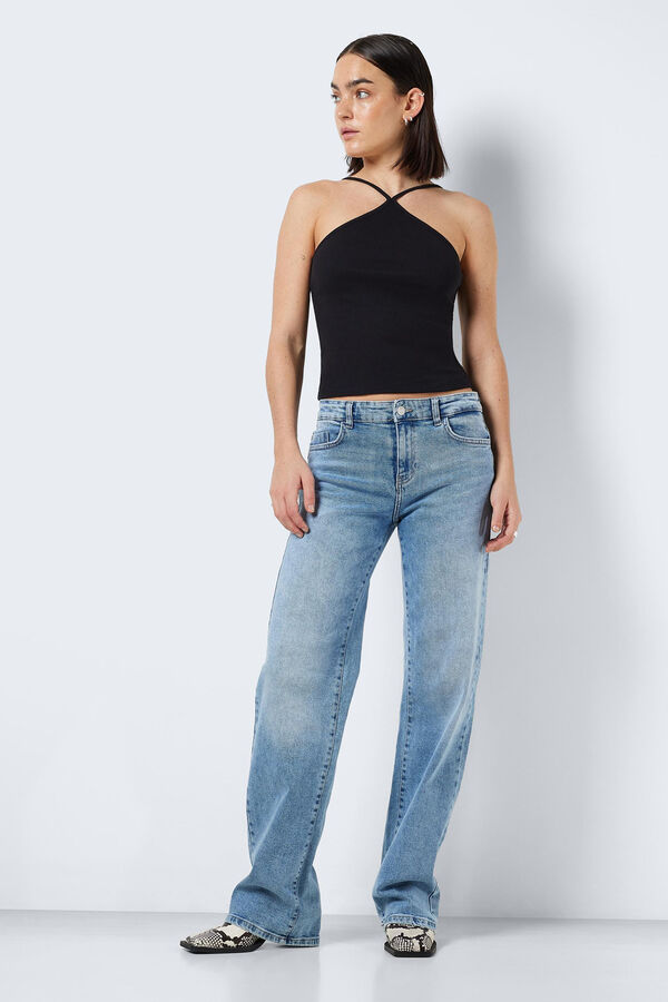 Noisy May Top al&ccedil;as gola halter preto