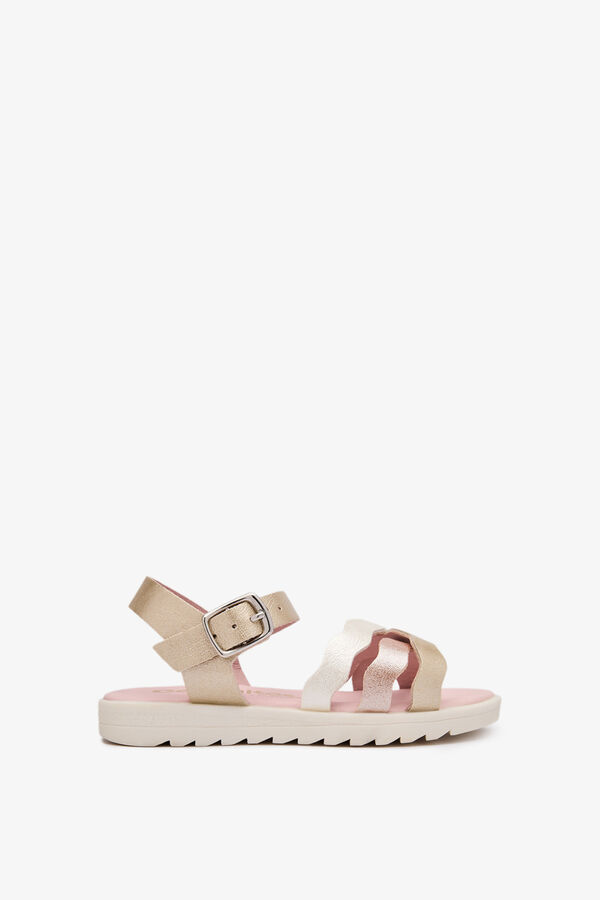Conguitos Sandalias tiras onduladas con hebilla beige