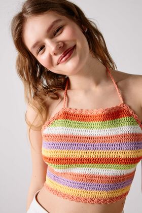 Springfield Top Halter Crochet multicolor