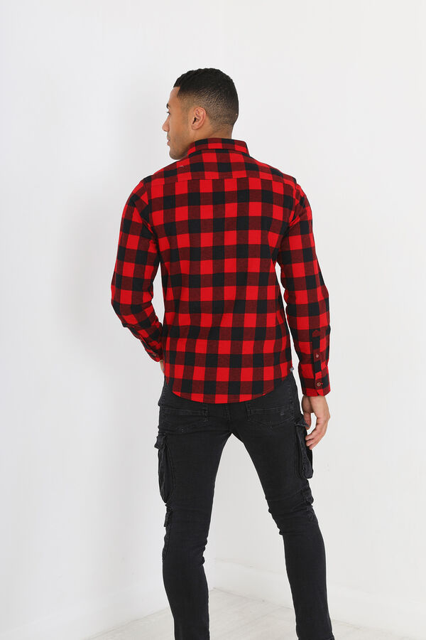 Springfield Long-sleeved checked shirt rouge