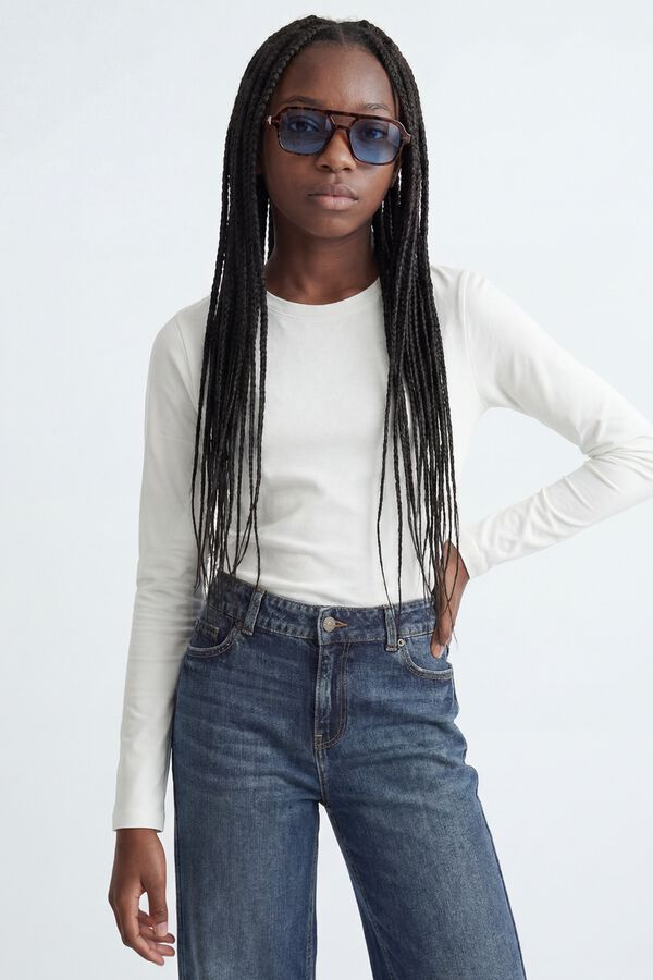 Jack & Jones Girl Ribbed long sleeve T-shirt white