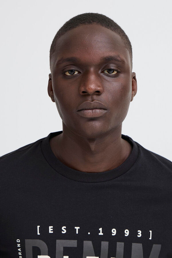 Blend Camiseta manga comprida com logo  preto