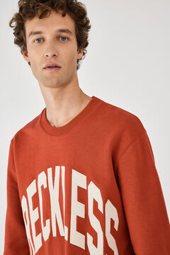 Springfield Cotton sweatshirt with round neck and Reckless patch. terracotta