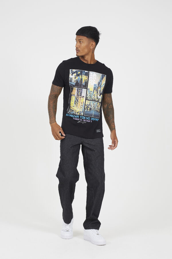 Brave Soul Camiseta manga corta estampada negro