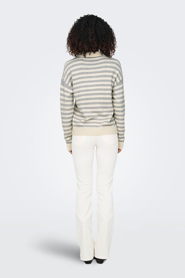 Only P&oacute;lo de malha de malha manga comprida  cinzento