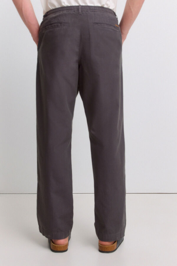 Springfield Linen straight fit trousers grey