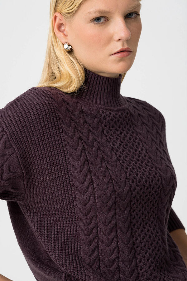 Tiffosi Jersey de Punto Trenzado burdeos