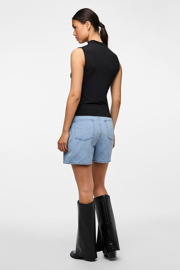 Pieces Sleeveless mock turtleneck top black