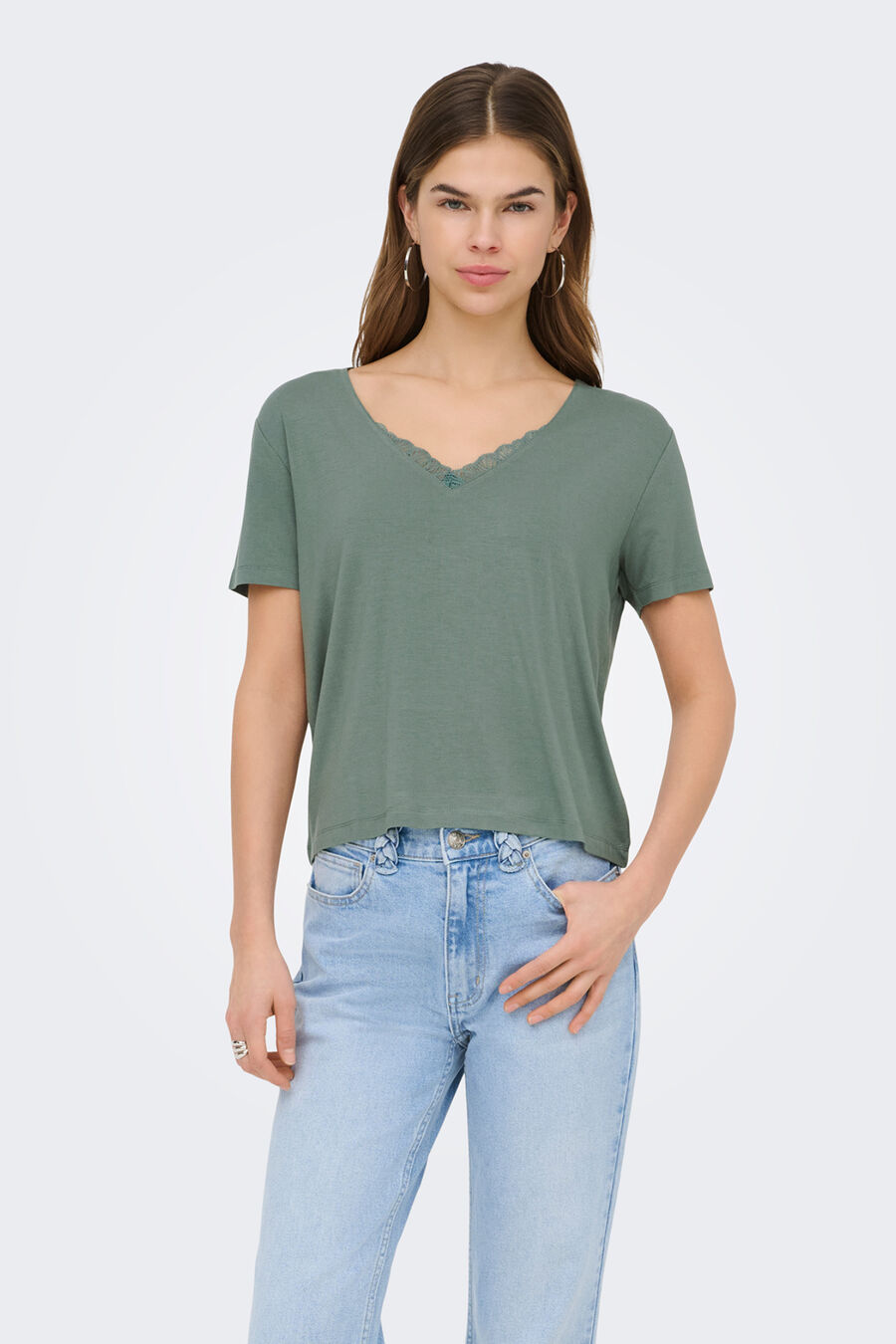Camiseta encaje manga corta