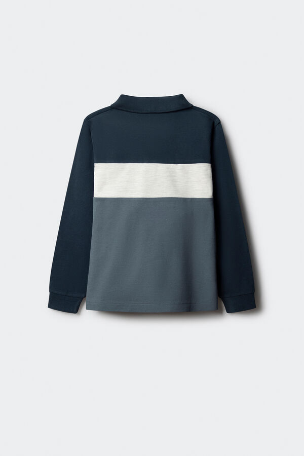 Springfield Kids Polo manga larga color block niño azul