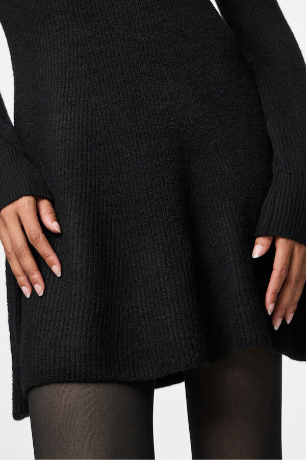 Pieces Vestido punto corto pu&ntilde;os negro