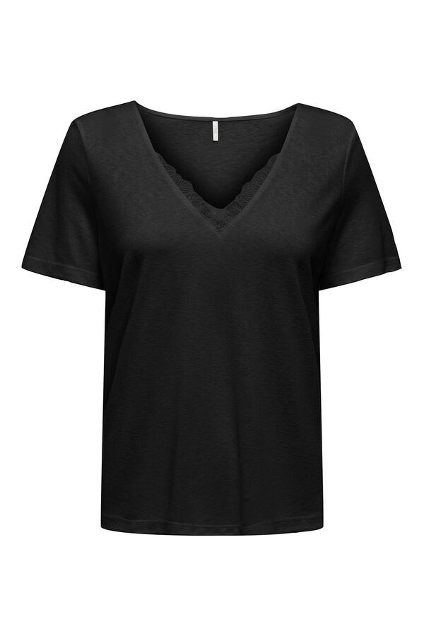 Springfield Short-sleeved top with lace black
