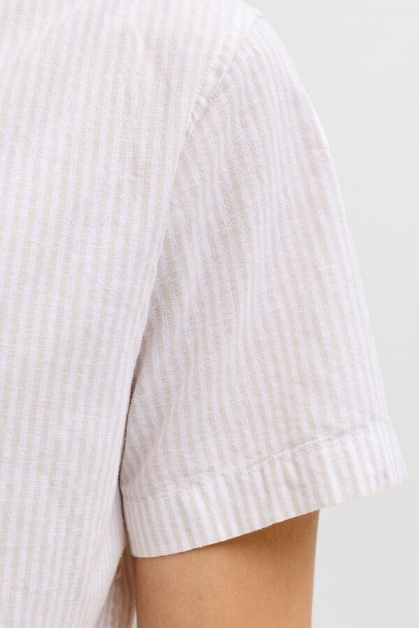 JJ REBEL Linen comfort fit shirt grey