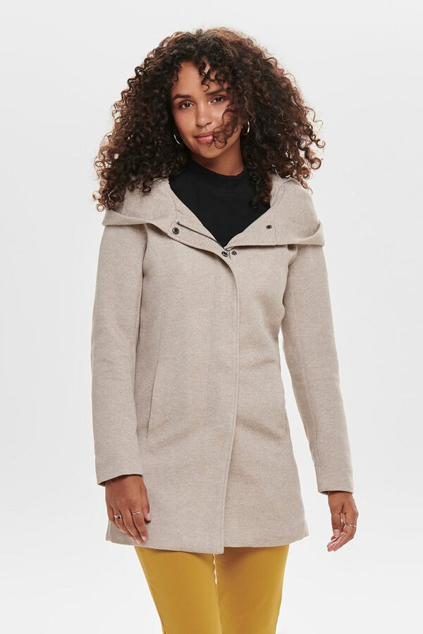 Springfield Long zipped hooded coat gris