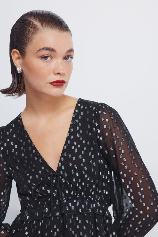 Springfield Lurex blouse with elastic waistband black