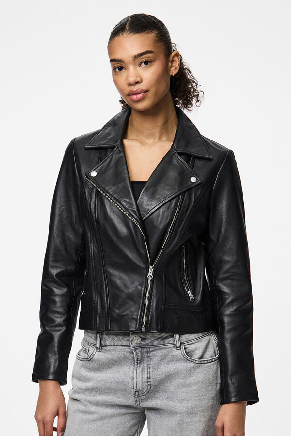 Pieces Biker leather jacket Crna